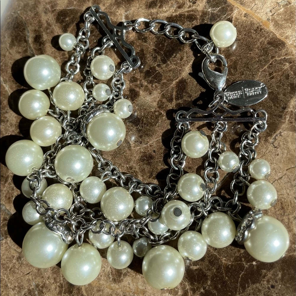White House Black Market Faux Pearl and Pave Crystal Bracelet